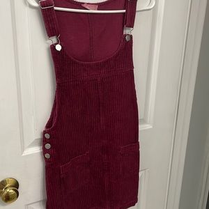 Altar’d State Maroon/Burgundy Corduroy Overall Dress/Skirt